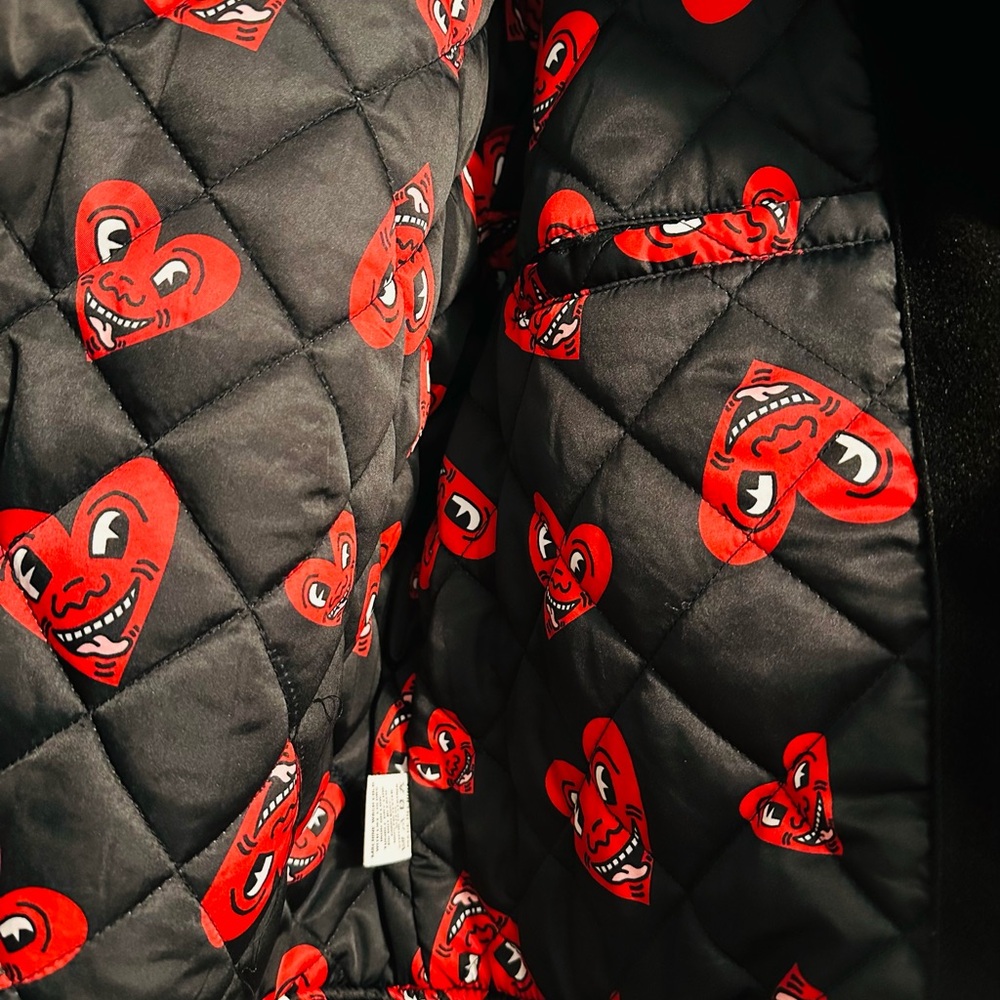 Keith Haring Jacket w-various patches of artist’s iconic motifs.